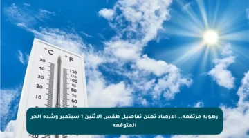 رطوبة مرتفعة.. الأرصاد تعلن تفاصيل طقس الإثنين 1 سبتمبر وشدة الحر المتوقعة
